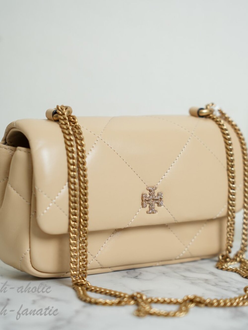 TORY BURCH Mini Kira Pavé Quilted Leather Shoulder Bag Crossbody in Soft Serve